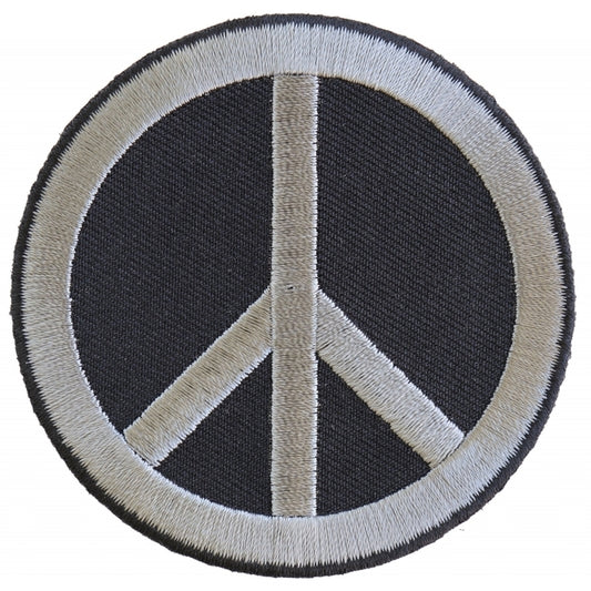 Peace Sign Patch Gray on Black