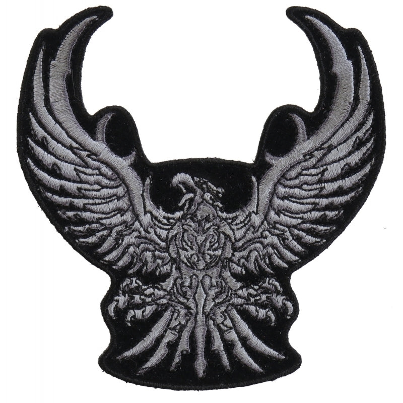 Small Silver Tribal Eagle Patch