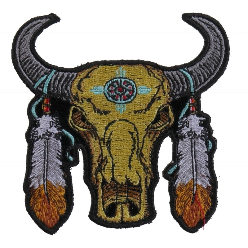 Buffalo Head and Feathers Small Patch