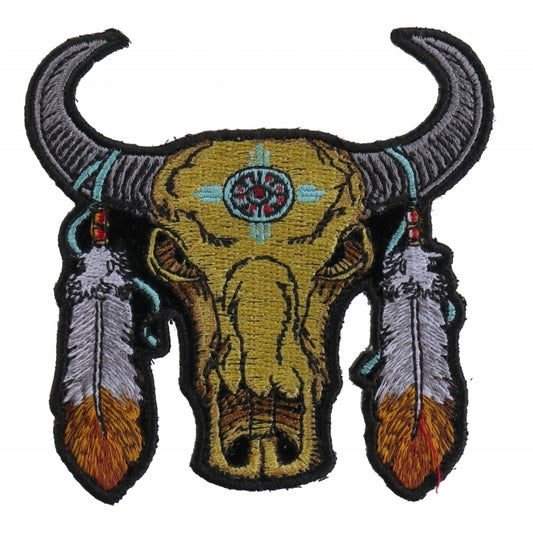 Buffalo Head and Feathers Small Patch